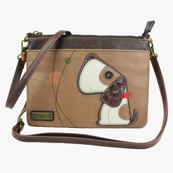 Sold Out CHALA Cute Beagle Dog CROSSBODY Purse w/Adj Strap Bone Zipper Pull 6x8 - Picture 1 of 10